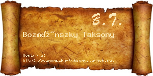 Bozmánszky Taksony névjegykártya